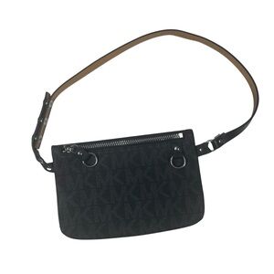 Michael Kors Signature Black Belt Bag Fanny Pack 554131 Silver Size Small S